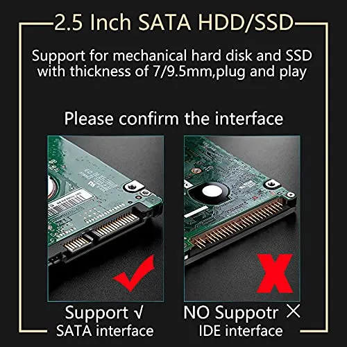 SmartTech 2.5 inch Sata HDD / SSD Hard Drive Enclosure USB 3.1 with Type C OTG Cable Internal Hard Disk Drive Case